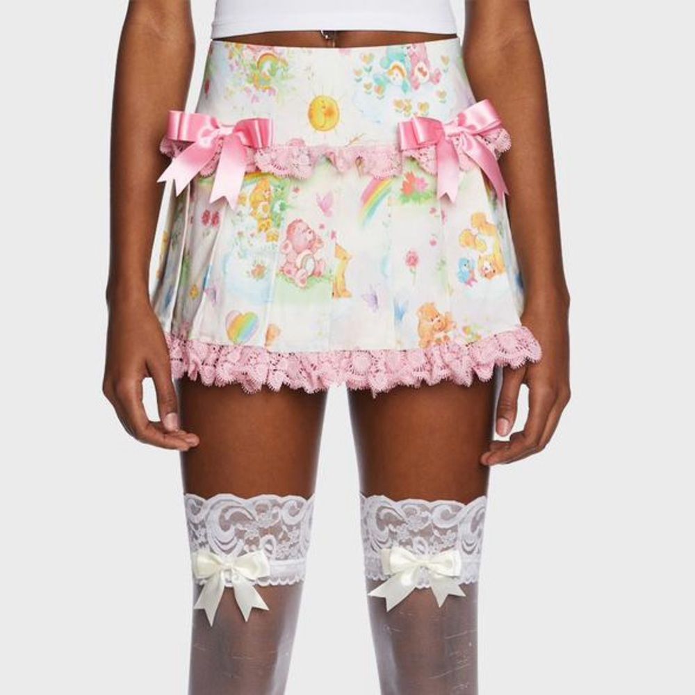 Care bear White and Pink Skirt with Hosiery-Inspired Design